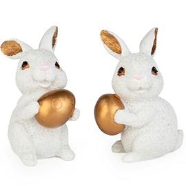 MAIBAOTA Polyresin Bunny Decor with Resurrection Eggs Easter Decoration for Home Spring Decoration for Home Table Decor Rabbit Figurines