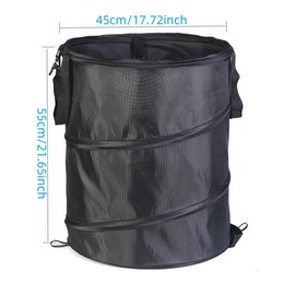 Wokyo Collapsible Trash Can Camping 17.72 x 21.65inch, 24 Gallon Oxford Cloth Large Reusable Waterproof Portable Pop Up Trash Can, for Camping, Laundry, Storage and Garden (Black)