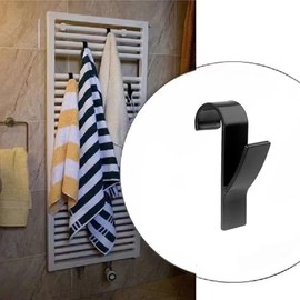 DuDuZui Pack of 10 Hooks for Round Radiators, Radiator Towel Rail, Durable Plastic Bath Hooks, No Drilling, Required for Hanging Towels, Bathrobes (Black)