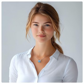 JEMUALE Sterling Silver Birthstone Necklace for Women Diamond Choker Necklace Round Pendant Dainty Jewelry Birthday Anniversary Wedding Gift March Birthstone