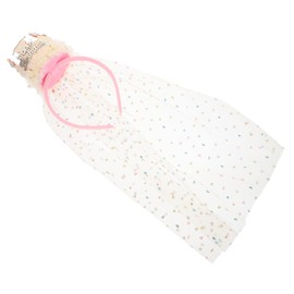 Healeved Veil Headband with Sequin Crown Adorable Princess Birthday Party Hair Accessory for Unique Veil Headdress for Weddings and Special Occasions