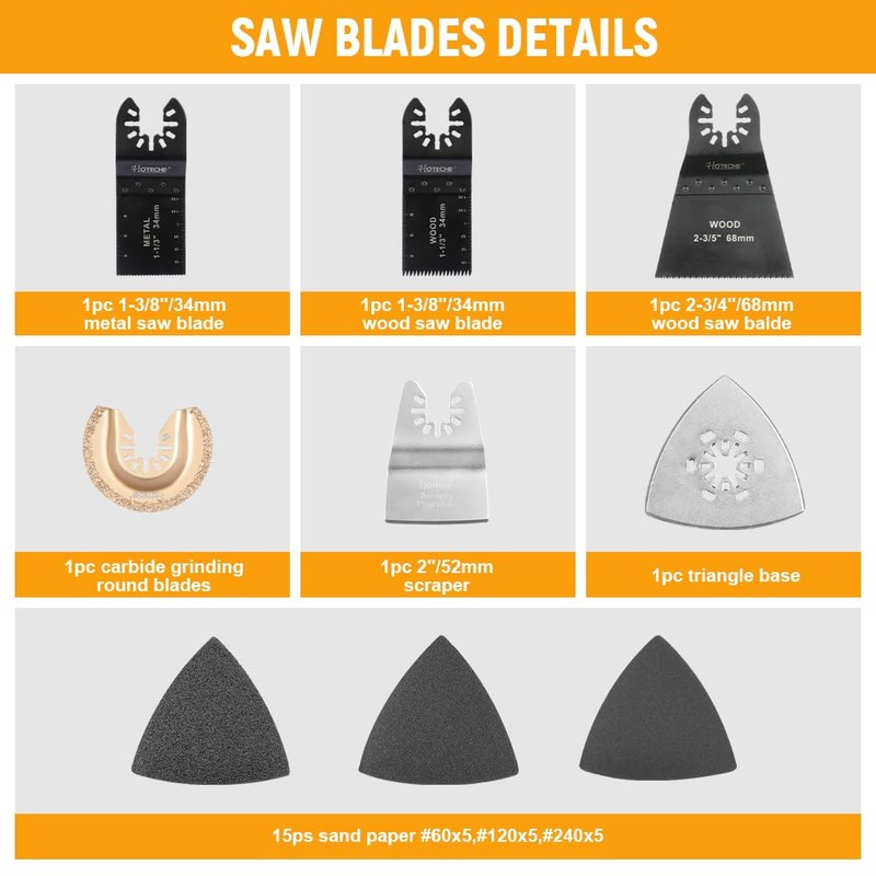 Hoteche 21-Piece Multifunctional Tool Saw Blade Set - Precise, Standard,