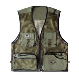 Foldable Outdoor Fishing Camping Travel Mesh Vest, Multi-Pockets Photography Lightweight Vests (Green, US L / Tag 2XL)
