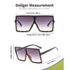 Dollger Square Oversized Sunglasses for Women Men Fashion Big Black