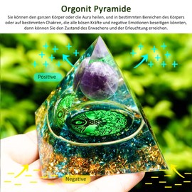 Tyuodna Orgonite Pyramid, Gemstones Healing Stones, Orgone Pyramid, Reiki Chakra Stones, Crystal Stones for Chakra Healing, Meditation, Yoga, Esoteric Gifts (Green Crystal Ball)
