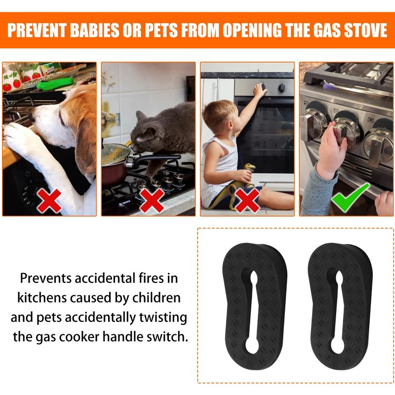 Child Proof Stove Knob Locks - Silicone Push-Turn Knobs Safety