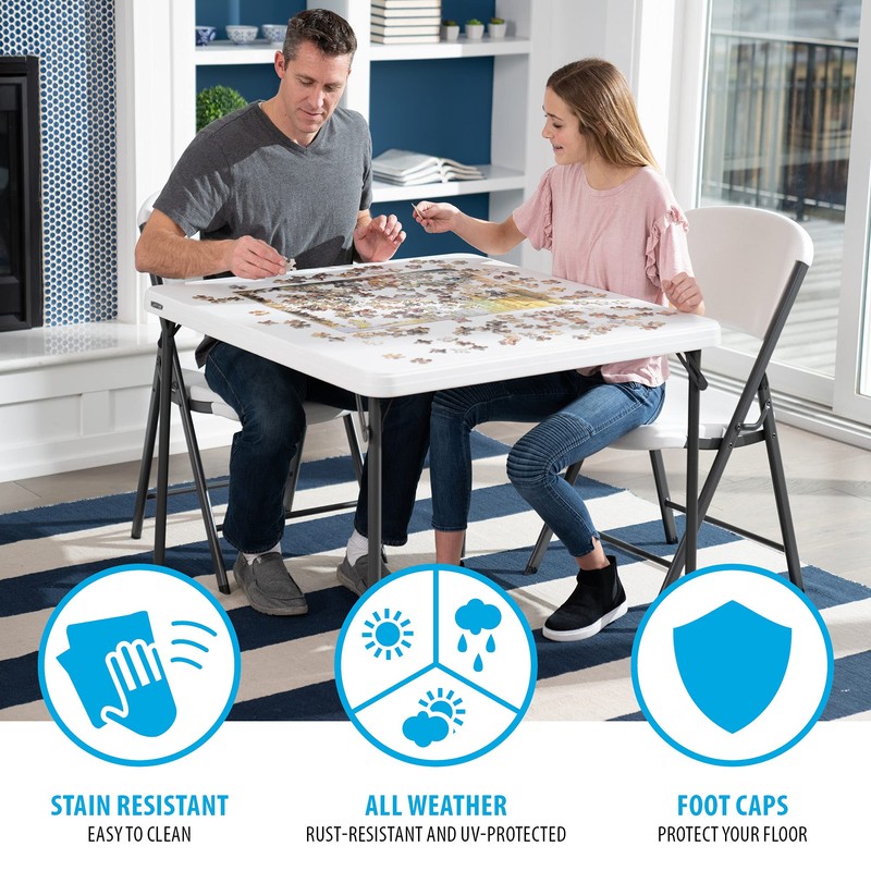 Lifetime 80783 37-Inch Commercial Grade Square Folding Card Table, White