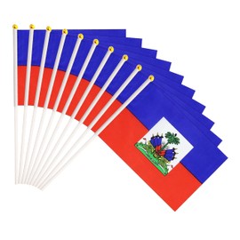 50 Pack Haiti Haitian on Stick Flags,Small Mini Hand Held Haiti Haitian Flags 5.5x8.3 Inch, Grand Opening, Carnival,Party Events Celebration