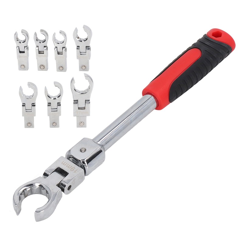 9Pcs Replaceable Wrench Set Flexible Head 180° Rotating Torsion Wrench