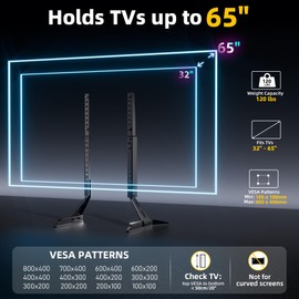 KAMIWI Universal TV Stand Base Replacement,Metal TV Legs-7 Level Height Adjustable,Desktop TV Stand Mount with Extra Long Legs for Most 32"-65" TVs Supports Max VESA 800x400mm Holds up to 120 LBS