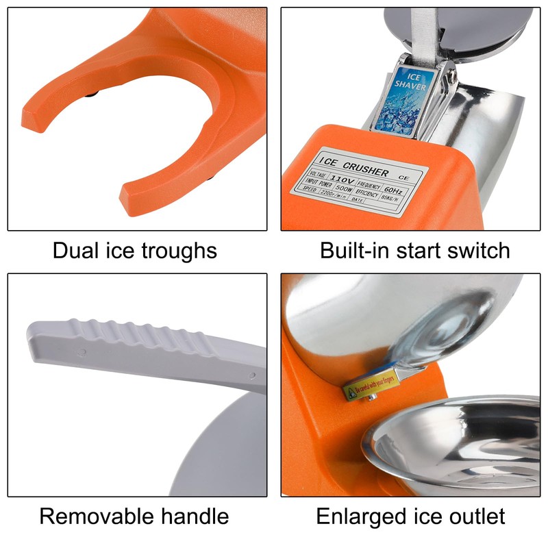MAD HORNETS Electric Ice Crusher Machine 143LBS/Hr Snow Cone Maker