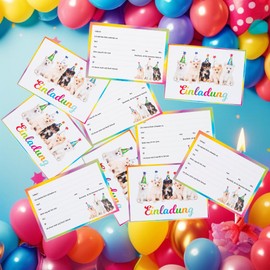 EDITION COLIBRI 11077DE Party Invitation Cards for Dogs and Boys Birthday Invitations with Young Dogs/Puppies for Children's Birthday Parties for Girls and Boys