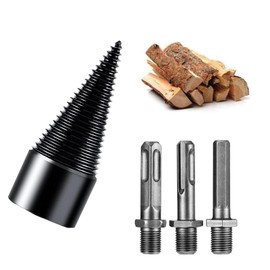WEDAMOO Wood Splitter Screw Cone, Firewood Drill Splitter for Wood Cutter, 42 mm Wood Splitting Drill with 3 Drill Handles, Cone Splitter, Drill Cone Wood Splitter for Drill