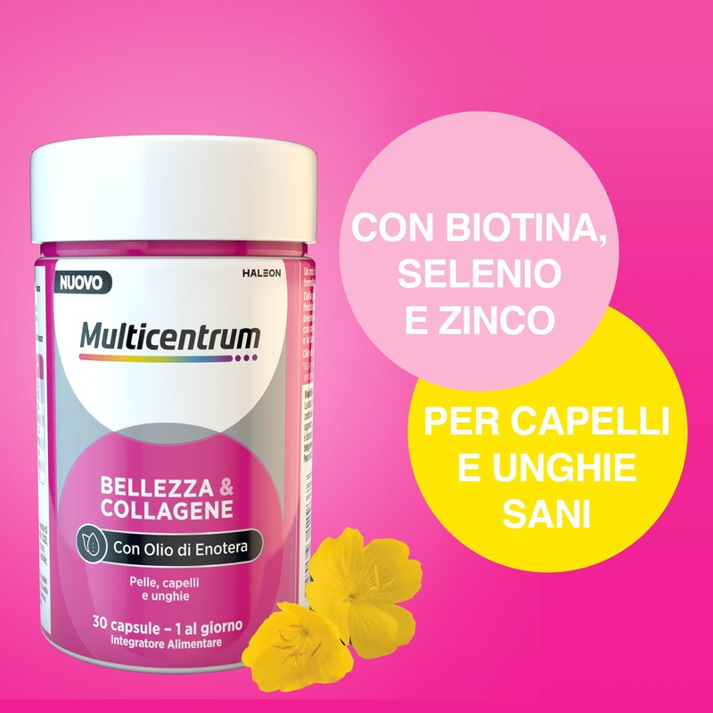 Multicentrum Bellezza&Collagene, Integratore Alimentare con Collagene, Biotina, Vitamina C e