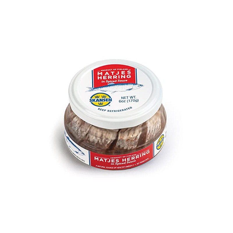 Skansen Matjes Herring In Spiced Sauce Jar 6oz (Pack of