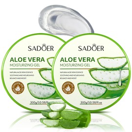 2x300ml Organic Aloe Vera Gel,Natural Moisturising Cream for Sunburn Repair, Dry Skin, Sensitive Skin - for Face and Body，Aloe Vera Moisturiser After Sun