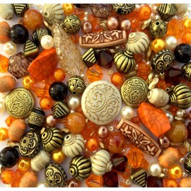Arabian Nights Ethnic Orange Brown Jewellery Making Starter Beads Mix Set