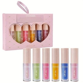 6 pcs Fruit Juicy Lip Oil Kit, 12 Flavors, Hydrating and Nourishing, Plumping Glossy Finish, Moisturizer Lipstick Makeup Moisture Hydrate - Color: SET-B
