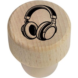 Azeeda 19mm 'Over-Ear Headphones' Wooden Bottle Stopper/Cork (BS00033295)