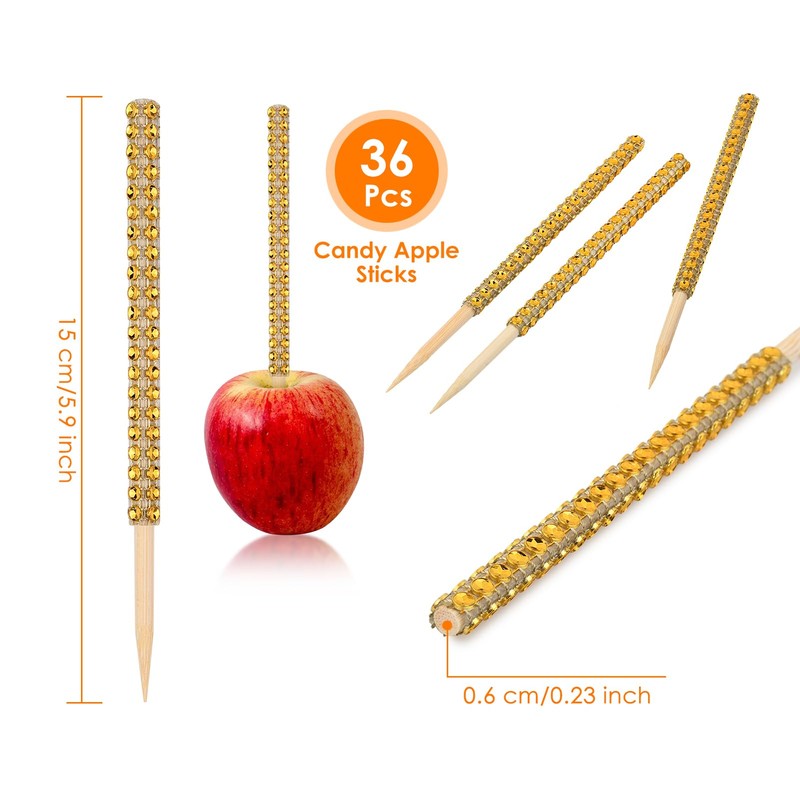 Victhur Candy Apple Sticks 36 Pieces Bling Candy Apple Bamboo