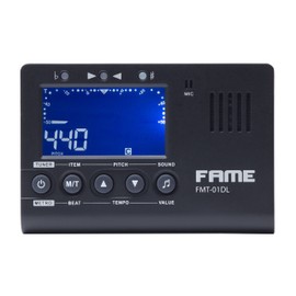 Fame Tuner, Chromatic Tuner with Metronome Black, 6.3 mm Jack Connection, 3.5 mm Headphone Output, Tone Generator, Large Display