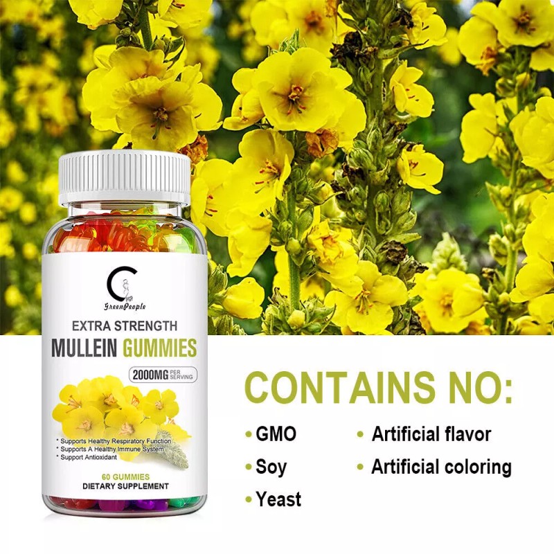 3x Mullein Leaf Gummies 2000mg For Lung Cleanse Detox Herbal