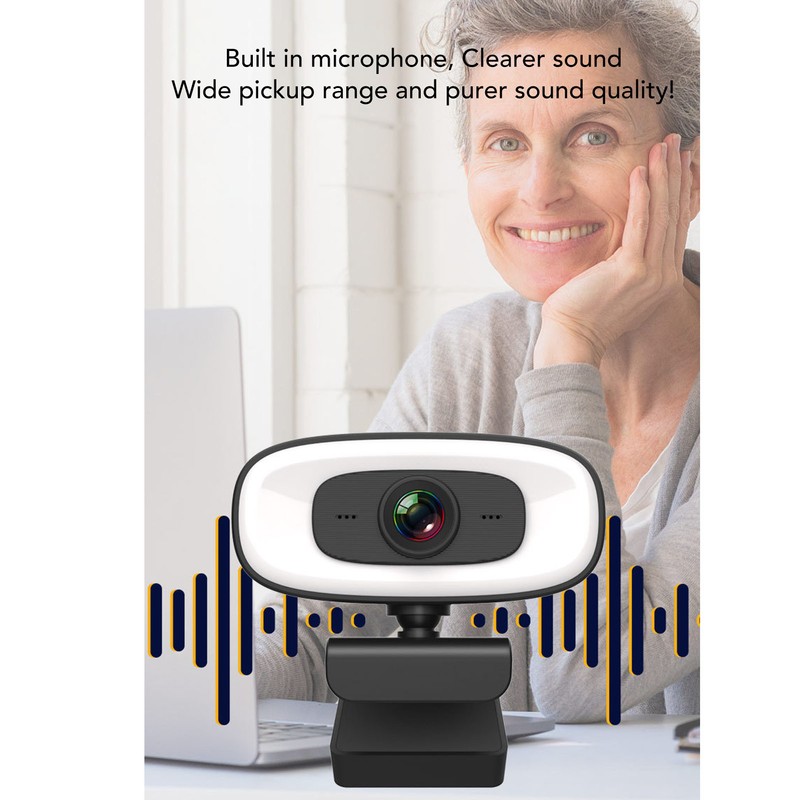 Computer Camera Driverless 3840x2160P USB 2.0 with Fill Light Microphone