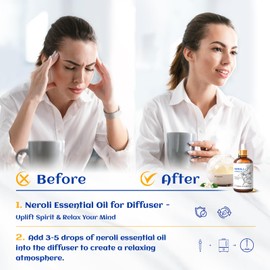 HIQILI Neroli Essential Oil 3.38 Fl Oz, Pure Natural Neroli Oil for Skin, Diffuser, Includes 10ML Travel Bottle - 100ML