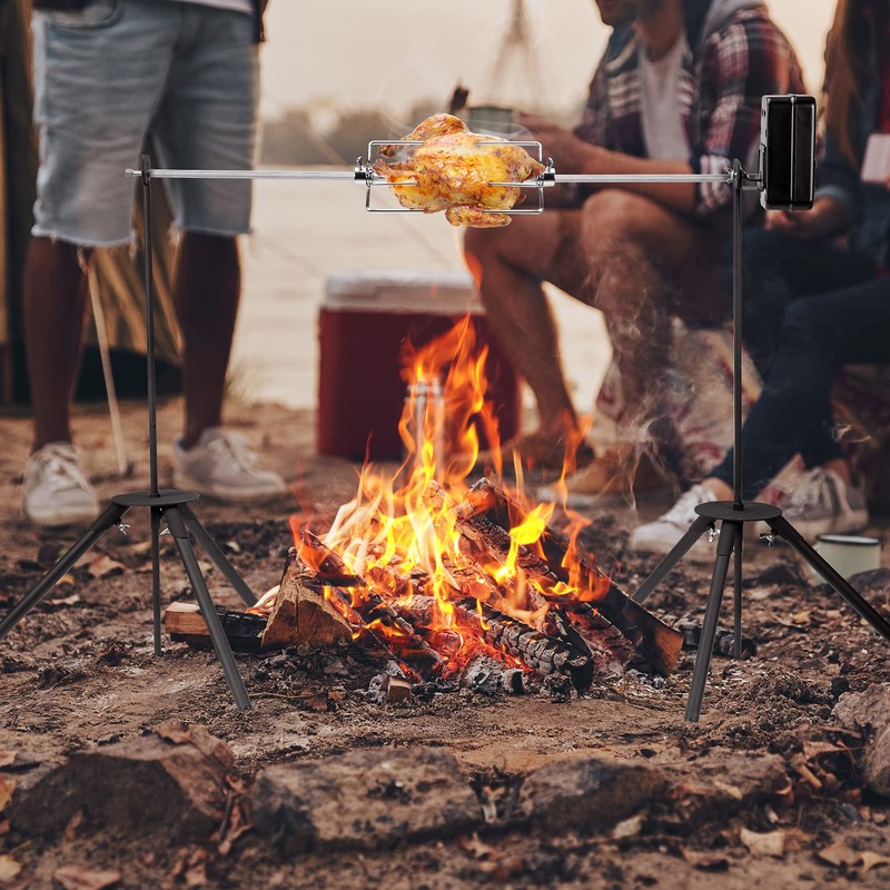 onlyfire Spit Rotisserie Outdoor Camp Grill with Support Legs for