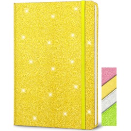 Golden Glitter Notebook A5 Lined, 21 x 14.5 cm, 80 Sheets Sparkling Glitter Never Goes Off Teenagers Notebook Blank Hardcover Diary Girls Gift for Writing Home Office School Work