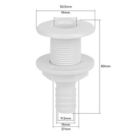 Thru Hull Fitting 3/4in Plastic Marine Thru Hull Exhaust Fittings Boat Drain Outlet Plug White Marine Accessory Drain Outlet