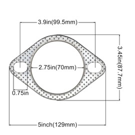 MK3 2.75 Inch 70mm Exhaust Gasket 2 Bolt for Muffler Flange Manifold High Temperature Graphite w/Fire Ring 2 Pcs