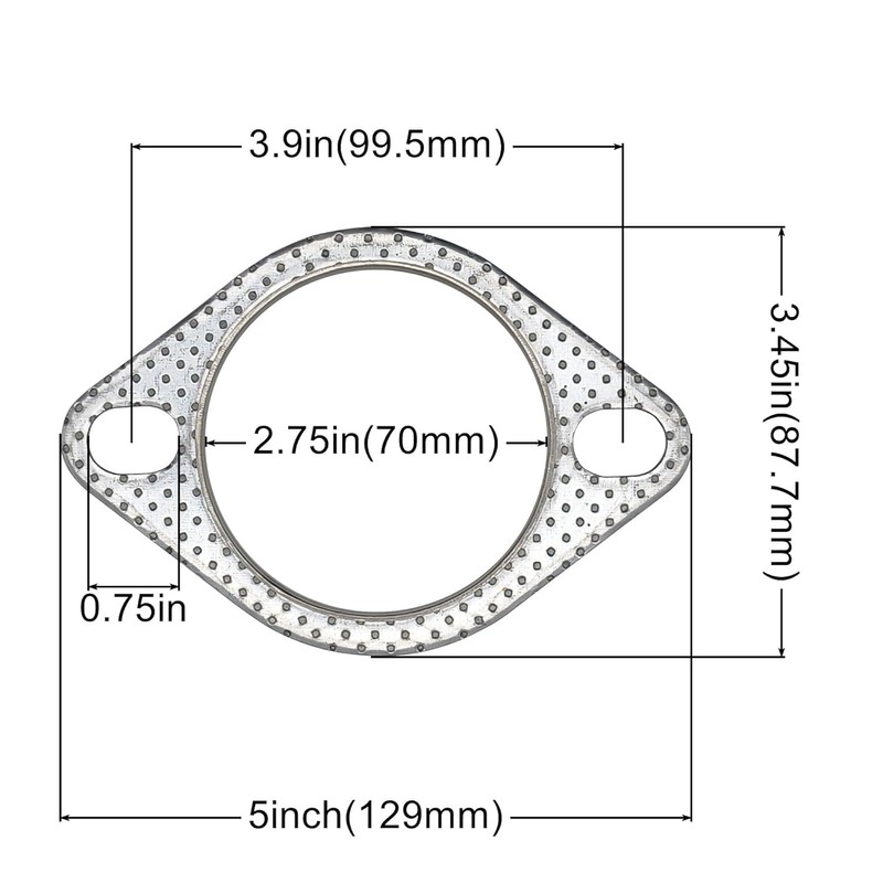 MK3 2.75 Inch 70mm Exhaust Gasket 2 Bolt for Muffler