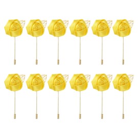 MECCANIXITY 20 Pcs Groom Boutonnieres Rose Boutonnieres Pins 2"x3.5" for Men Wedding Ceremony Anniversary Formal Dinner Party Suit Decoration Yellow