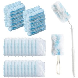 Jogoico Flash Dust Magnet Refills 20PCS Fluffy Dusters Refills Disposable Duster Heads Extendable Feather Duster for Home Office Cleaning, Electrostatic Duster Replacements with 2 Handles