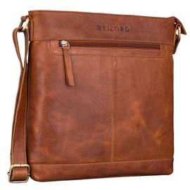 STILORD 'Henrike' Women's Leather Shoulder Bag in Portrait Format Small Leather Vintage Shoulder Bag Medium Crossbody Bag Leather, Texas - Brown