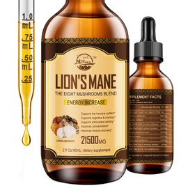 Lions Mane Supplement, Liquid Mushroom Extract Drops, 8 Mushrooms Complex for Cognitive Support and Immunity Boost, Up to 2 Month Supply, Mushroom Supplement with Lion's Mane, Cordyceps, Reishi