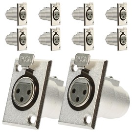 FUNOMOCYA 10pcs Pin Female Microphone Panel Mount Connector Audio Adapter for Sound and Enhanced Conductivity Applications