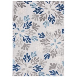 SAFAVIEH Cabana Collection 2' x 4' Grey/Blue CBN800F Floral Indoor/ Outdoor Non-Shedding Easy Cleaning Patio Backyard Deck Porch Mudroom Area Rug
