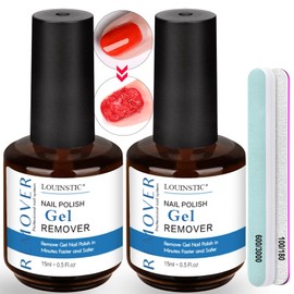 LOUINSTIC Gel Nail Polish Remover-2pcs Gel Polish Remover Kit with 100/180 & 600/3000 Grit Nail Files,2-5 Minutes Quick & Easy Gel Nail Polish Removal at Home, No Irritation,No Need to Soak or Wrap