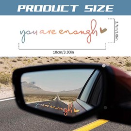 RGOAANC You are Enough Rearview Mirror Decal, Mirror Stickers, Inspirational Car Decals, Car Accessories Self Positive Stickers Universal for Car Mirror Window Water Bottle (Laser Silver)