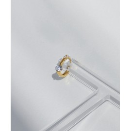 Gold&Deer 14K GF Double Cubic Mini One-Touch Ring Earrings Yellow Gold / 골드앤디어 14K GF 더블 큐빅 미니 원터치 링귀걸이 옐로우골드( Yellow Gold )