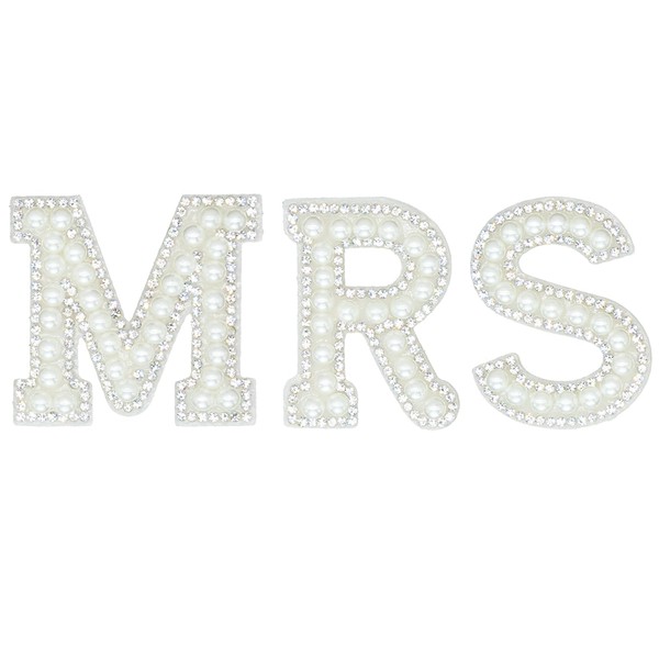 CHEERYMAGIC Rhinestone Iron on Patches, MRS Diamond Pearl Stick on