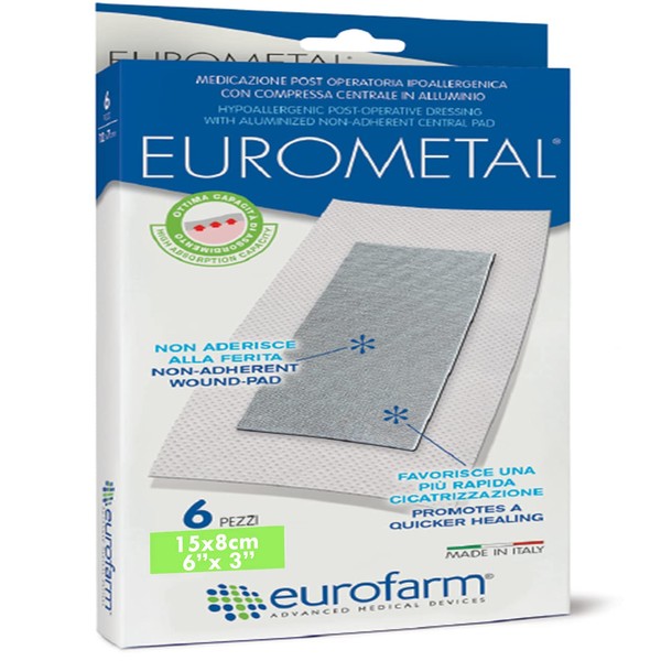 EUROMETAL - Post-Operative Adhesive Aluminized Island Dressing 6 x 3 1/8 in (6 Pieces per Box)…