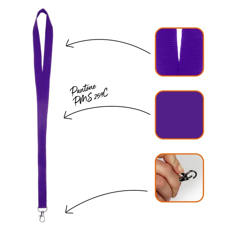 Karteo Lanyard with Carabiner Purple [Pack of 10] Lanyard Lanyards