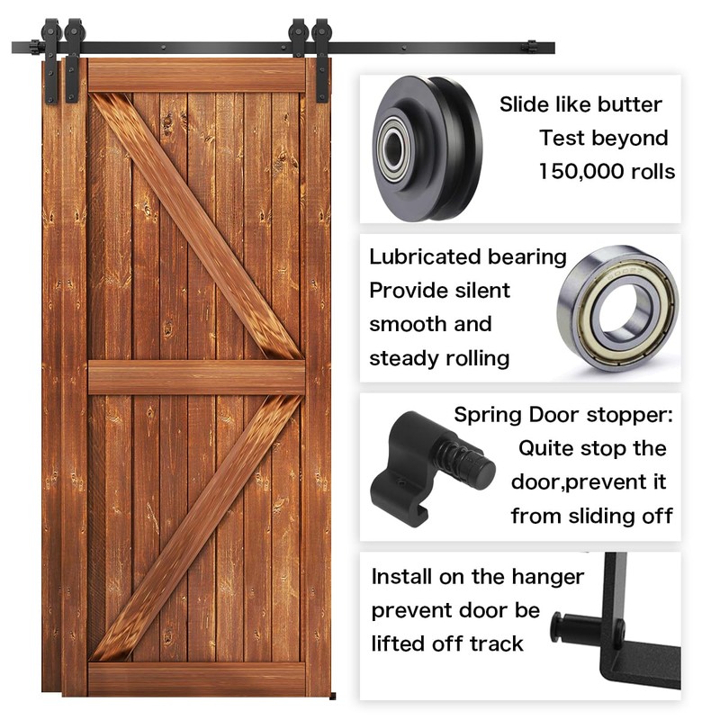 AONAYIOA 9FT Bypass Sliding Barn Door Hardware Kit, Combination Track