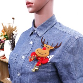 TOYANDONA Christmas Brooch Pin with Light Glowing Luminous Elk Bell Badge Flashing Boutonniere Lapel Breastpin for Kids Adults Toys Glow Party Gift (Reindeer)
