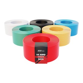 GS Power 300ft CCA 16 Gauge Wire Automotive, 50ft 6 Color Pack, 16 AWG 12volt, Speaker Electrical Wire Low Voltage Primary for Car Stereo Audio Video Trailer Harness LED Light Hookup Wiring DIY