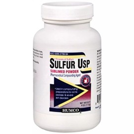 HUMCO Sulfur USP Sublimed Powder Compounding Agent For Skin Disorders 4 Ounce