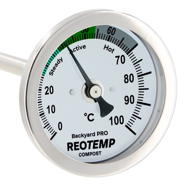 Reotemp Backyard Pro Compost Thermometer, 61 cm Stem, with Composting Guide (0-100 Celsius)